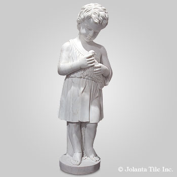 Girl Holding Bird™ - marble white of a girl and her bird