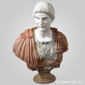 Trajan - marble multicolor historical bust