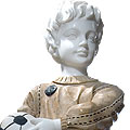 Soccer Boy™ - marble multicolor child with soccer ball sculpture