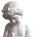 Three Dove Cherub™ - marble white child with three dove sculpture