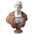 Trajan - marble multicolor historical bust