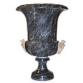 Two Head Pot™ - marble black with two head carving decor