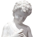 Girl Holding Bird™ - marble white child holding bird sculpture