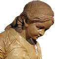 Girl With Pet Dog™ - marble yellow child with dog sculpture