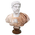 Hadrian - marble multicolor historical figure sculpture